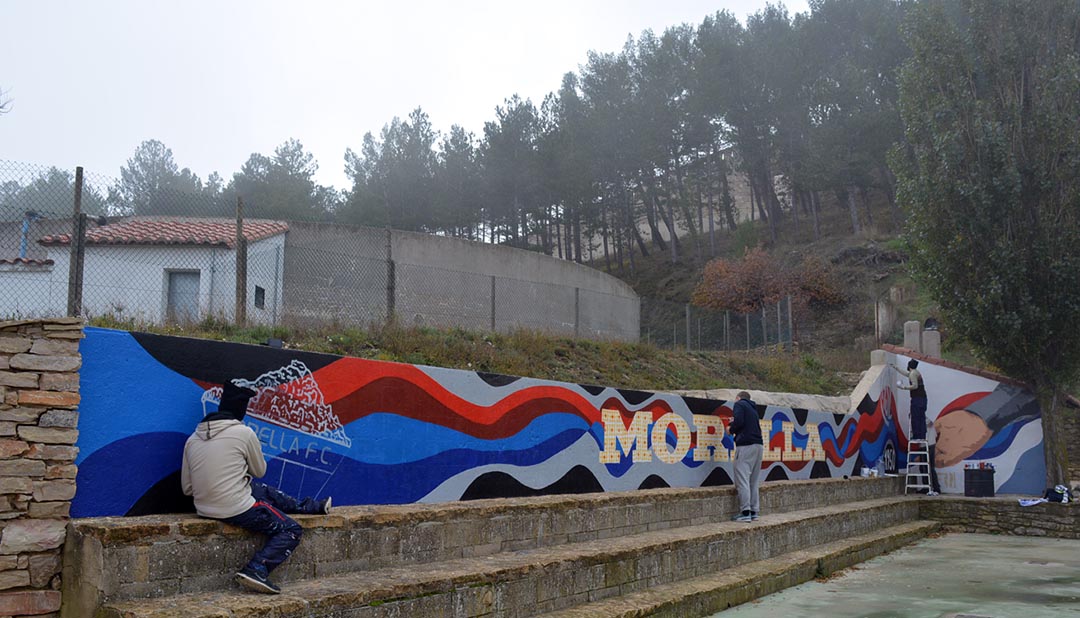 Un mural uneix de nou el Morella amb el San Lorenzo de Almagro
